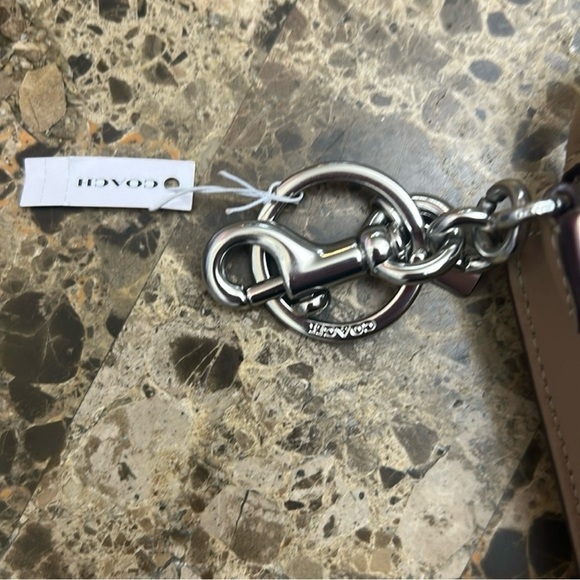 Coach Tan & White Mini Bag Charm with Gold Hardware NEW - Picture 6 of 10